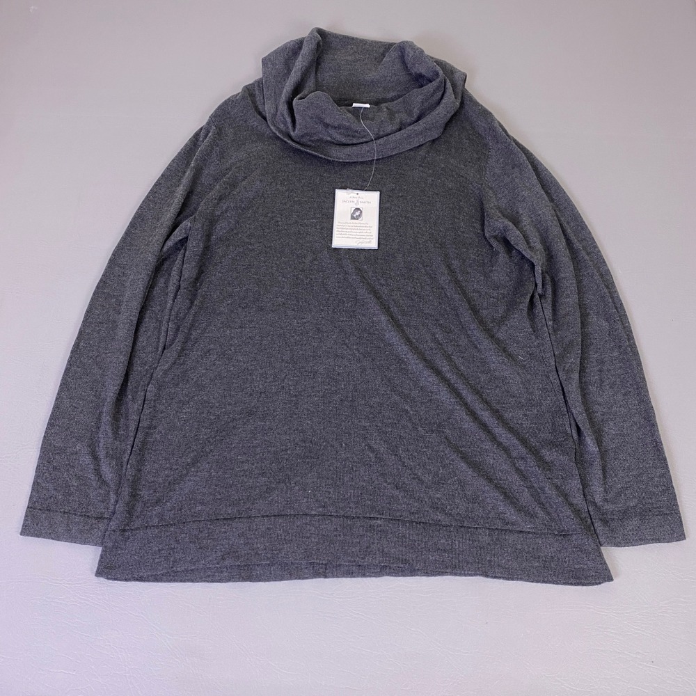Jaclyn Smith‎ Sweater Women's XXL Charcoal Gray Cowl Neck Viscose Blend Knit NEW